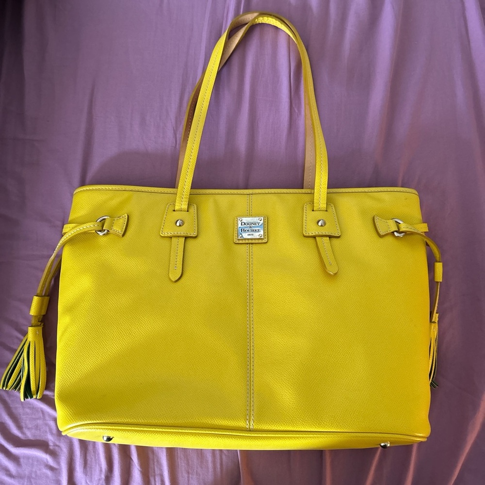 Dooney & Bourke Yellow Structured Tote with Leather Finish
